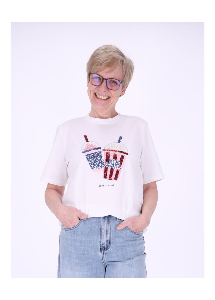 ONLY Damen T-Shirt Popcorn Print Baumwolle