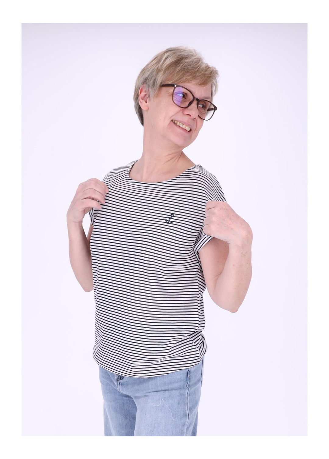T-Shirt Damen Streifen Anker