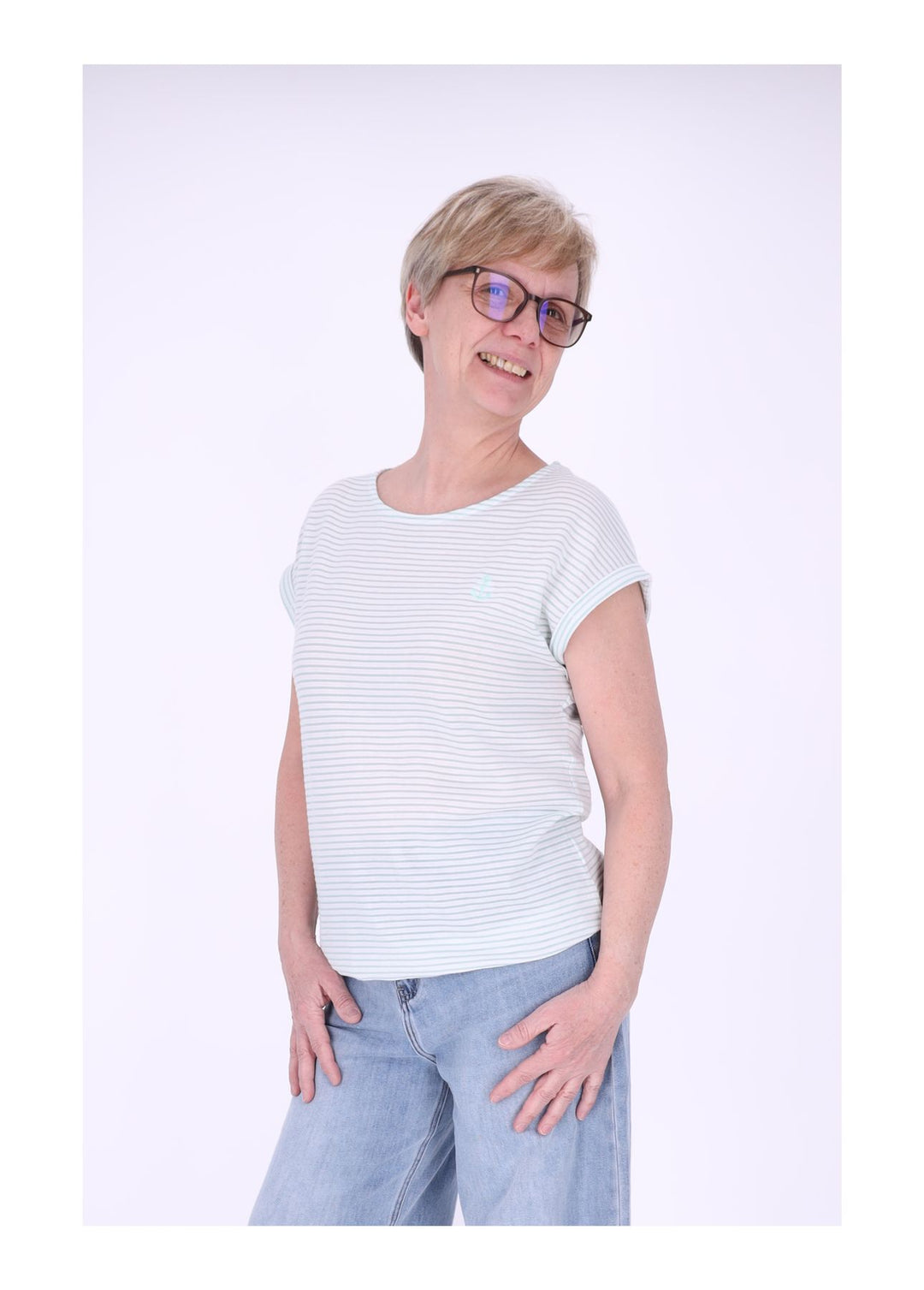 New View Damen T-Shirt Streifen Anker