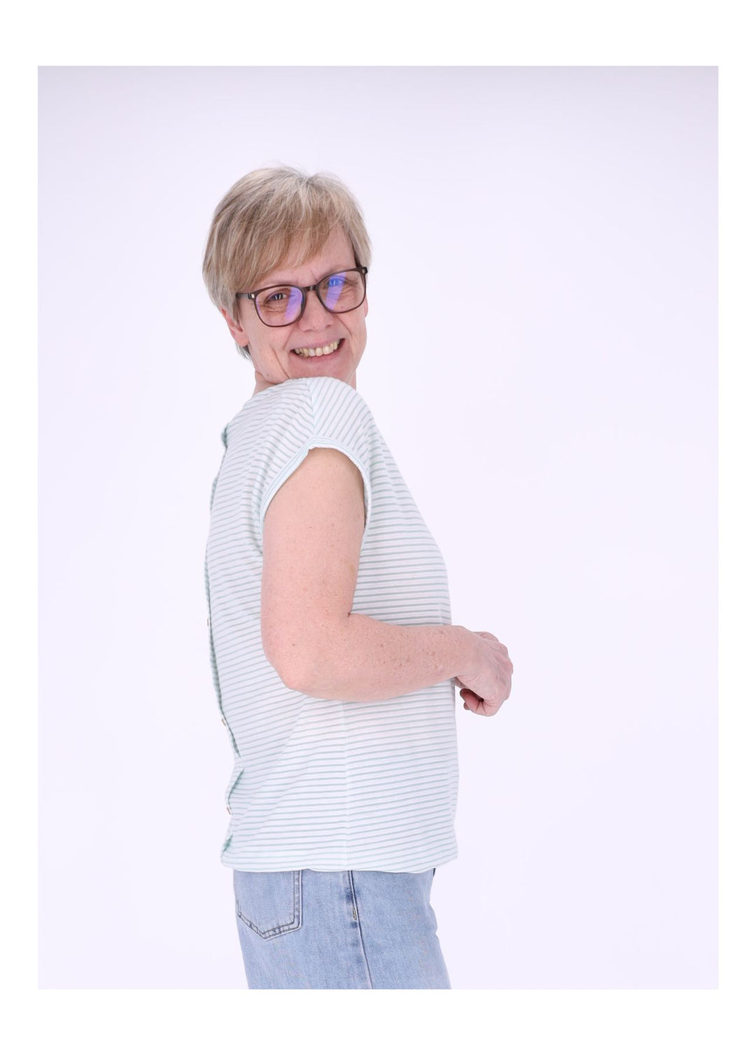 New View Damen T-Shirt Streifen Anker