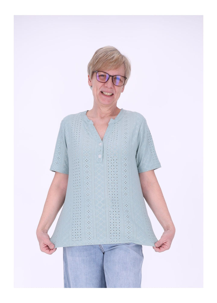 New View T-Shirt Damen Lochmuster