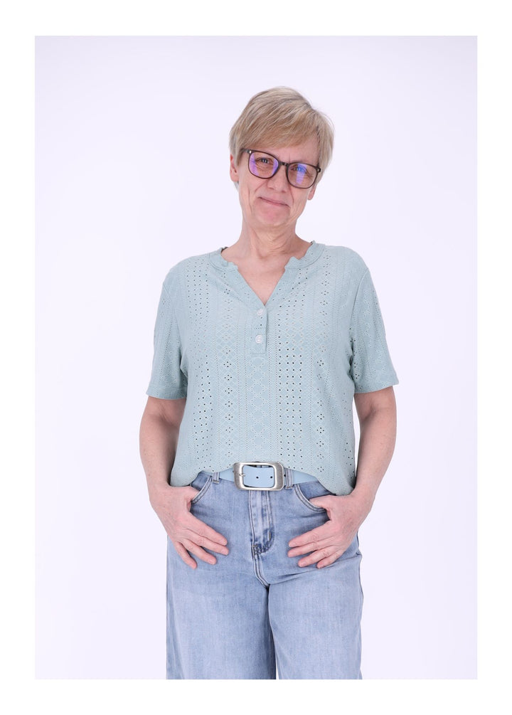 New View T-Shirt Damen Lochmuster