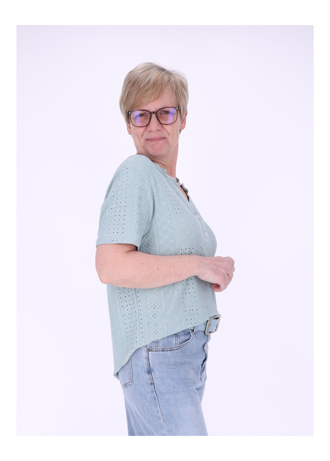 New View T-Shirt Damen Lochmuster