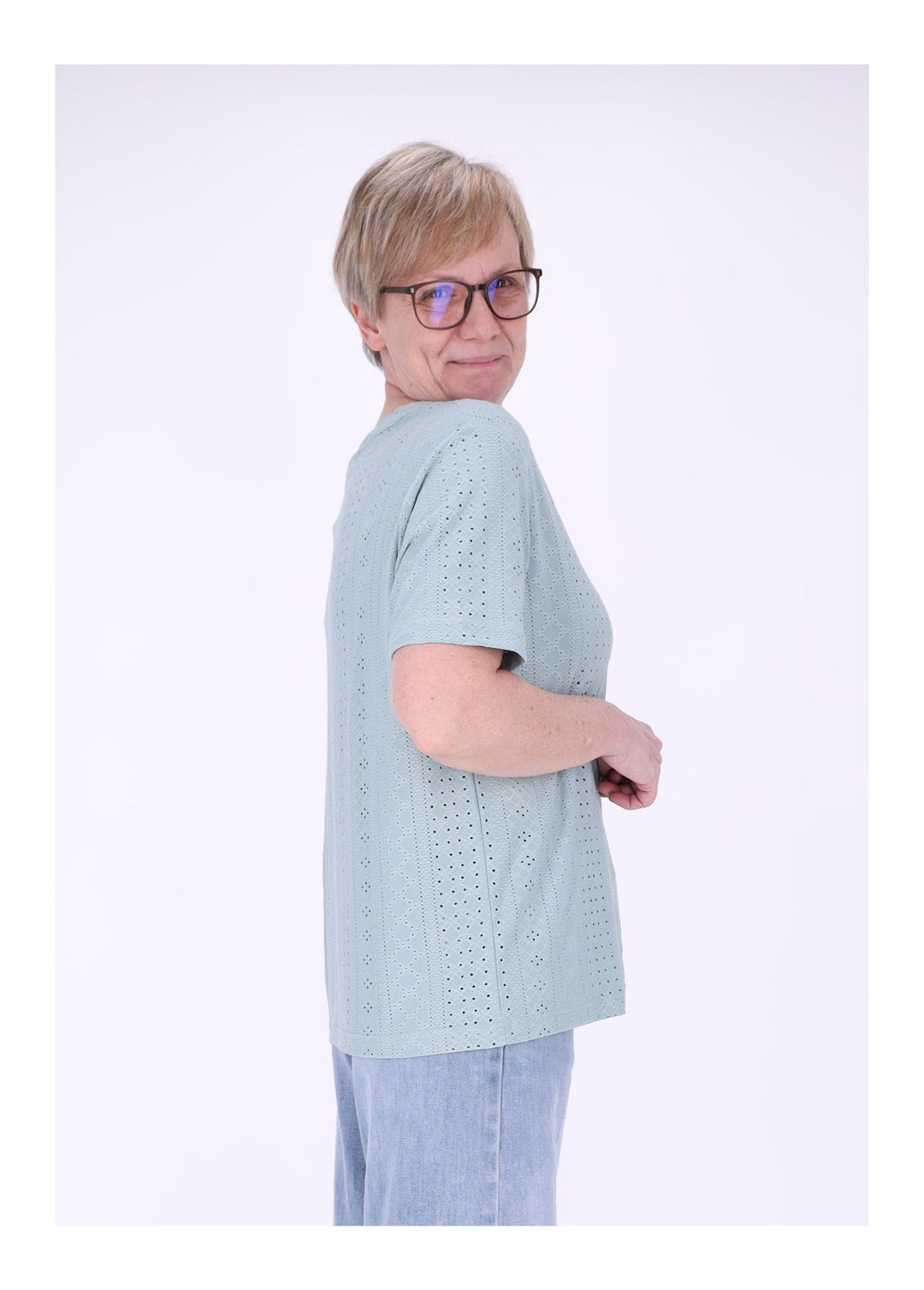 New View T-Shirt Damen Lochmuster