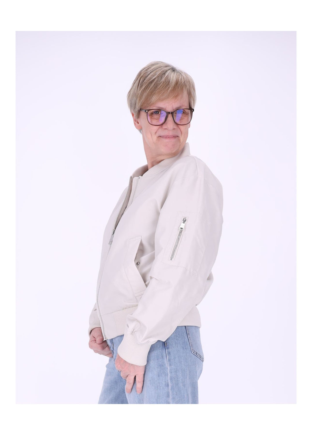 Jacke Damen Blouson Kurz Ärmeltasche