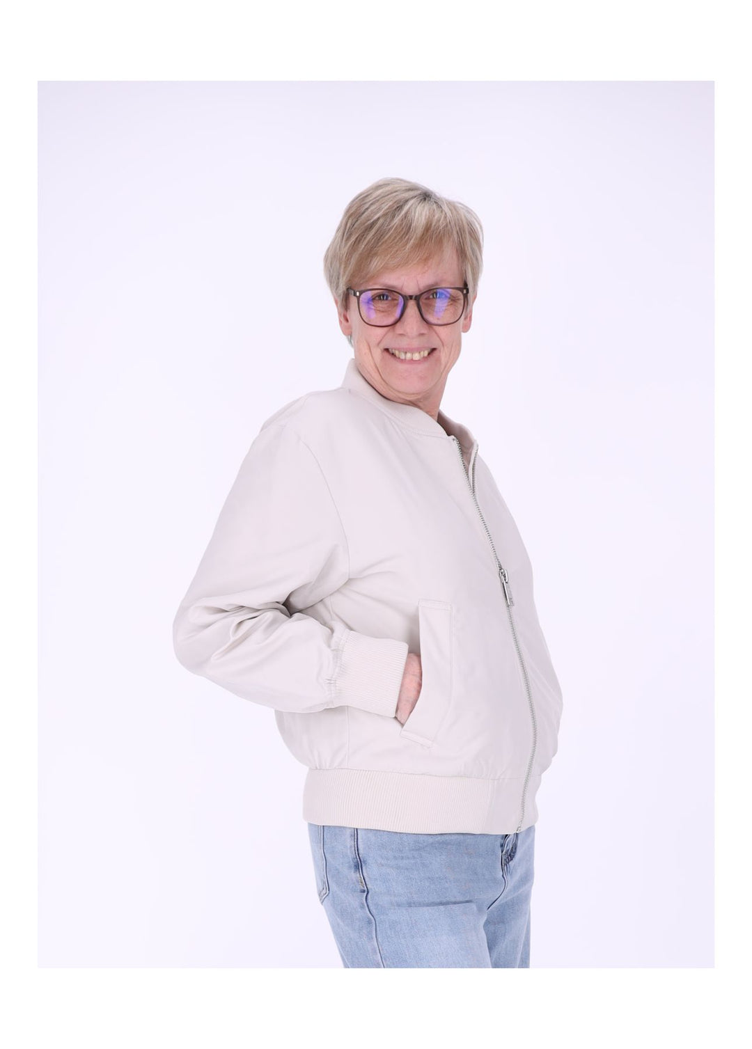 Jacke Damen Blouson Kurz Ärmeltasche