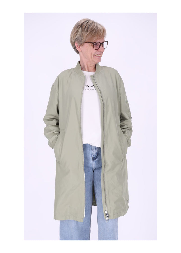 Jacke Damen Lang Blouson Armtasche Reißverschluss
