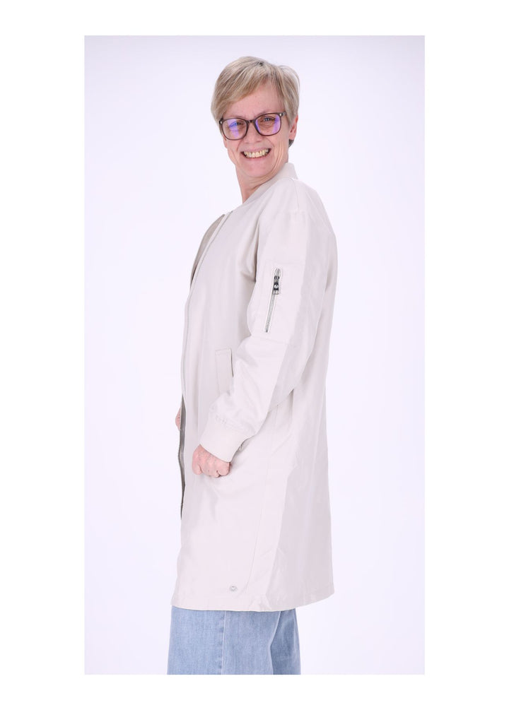 Jacke Damen Lang Blouson Armtasche Reißverschluss