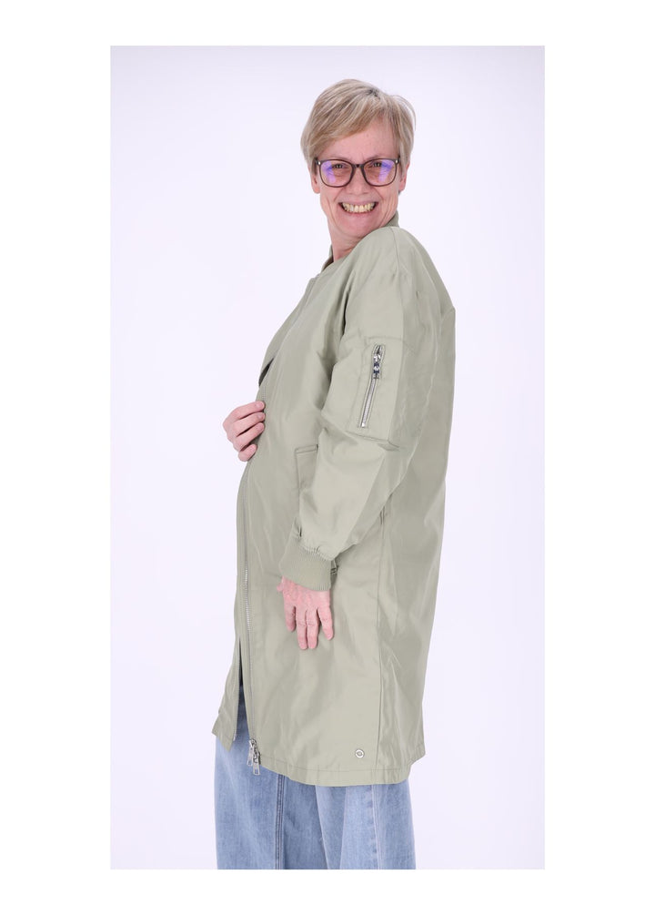 Jacke Damen Lang Blouson Armtasche Reißverschluss