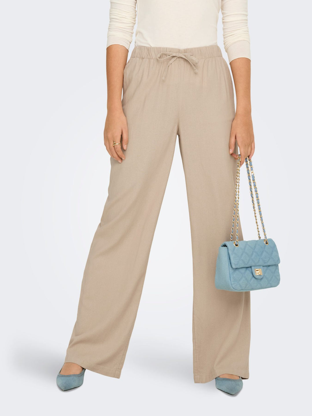 ONLGOA MW LINEN BL PULL-UP PANT CC
