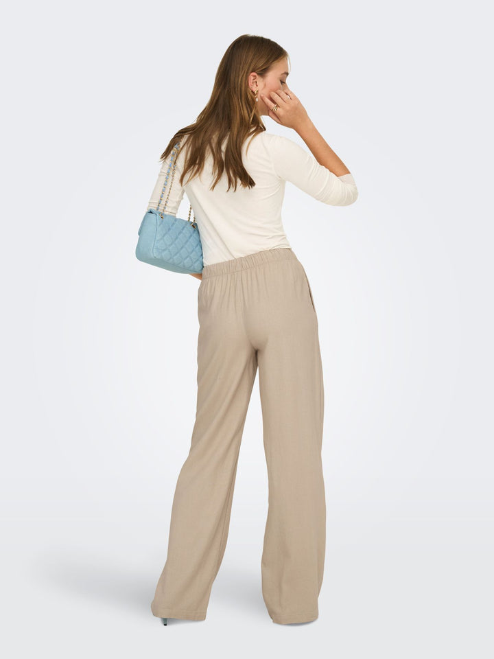 ONLGOA MW LINEN BL PULL-UP PANT CC