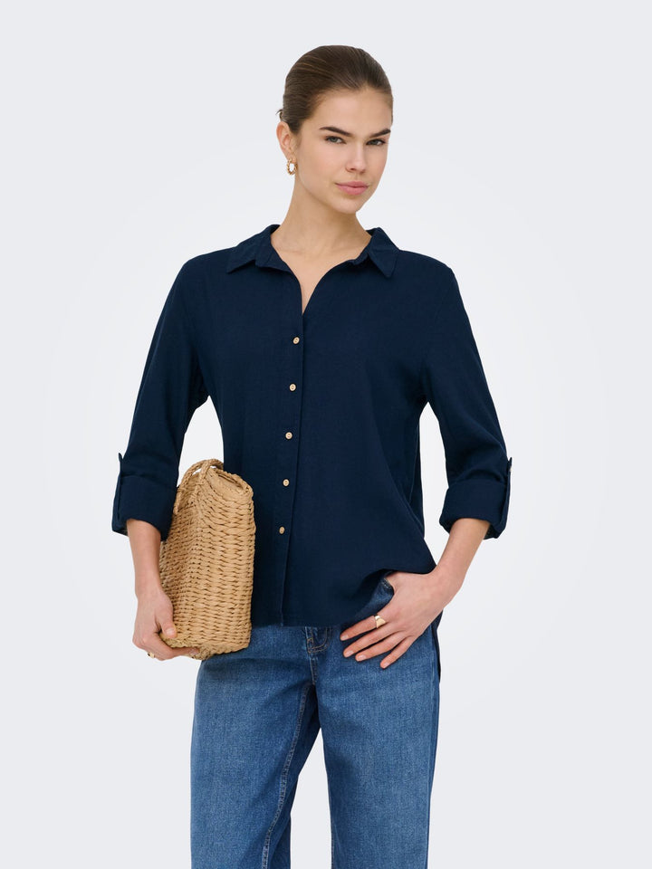 ONLY Bluse 3/4 Ärmel Leinen