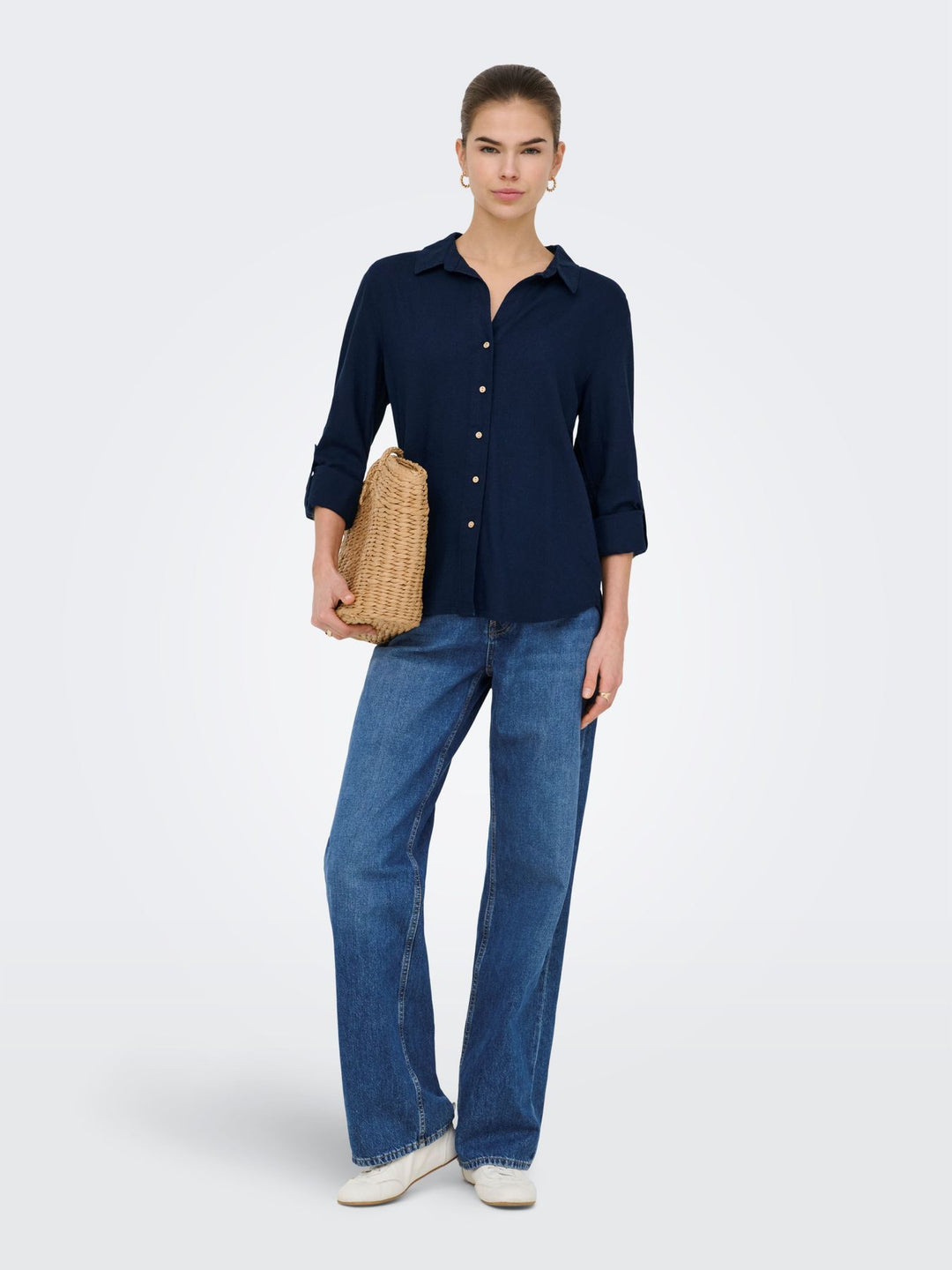 ONLY Bluse 3/4 Ärmel Leinen