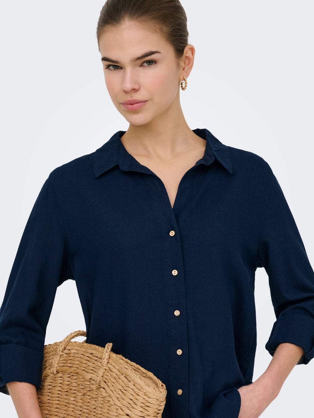 ONLY Bluse 3/4 Ärmel Leinen