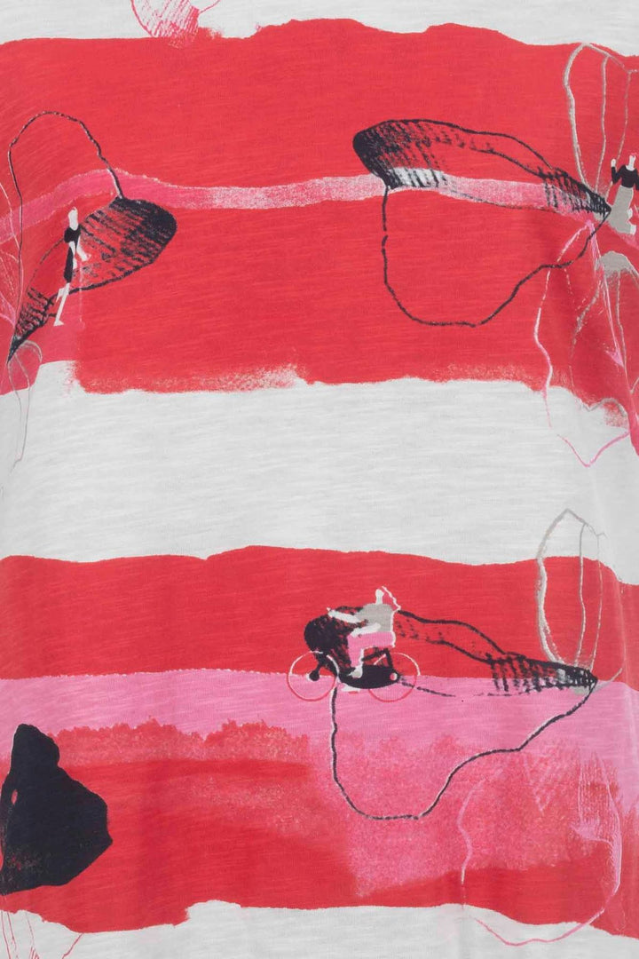 T-Shirt Damen Streifen Fahrrad