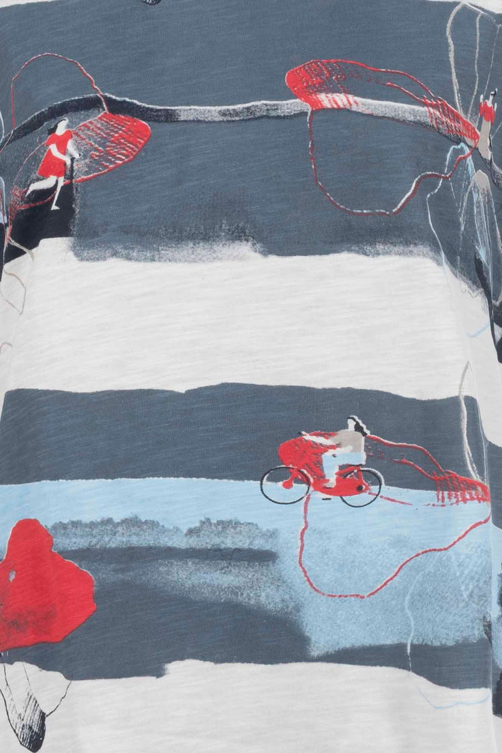 T-Shirt Damen Streifen Fahrrad