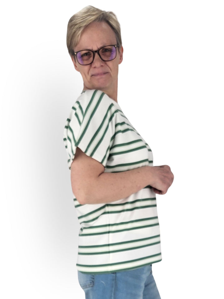 T-Shirt Damen Angeschnittener Arm Streifen