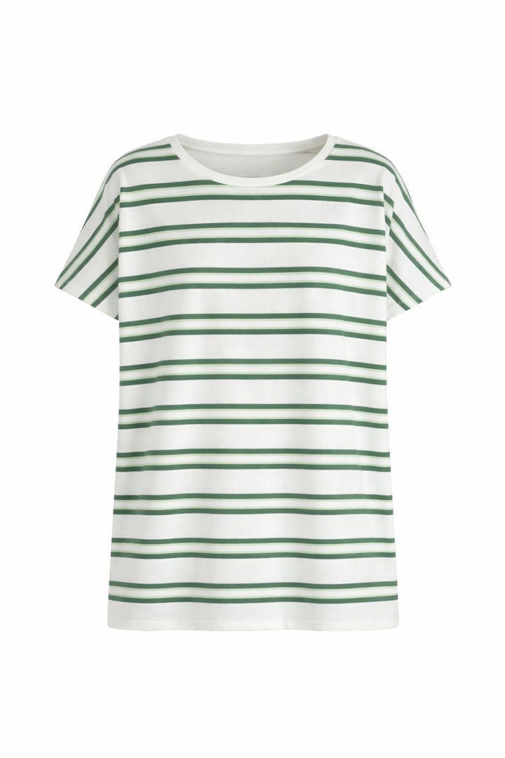 T-Shirt Damen Angeschnittener Arm Streifen