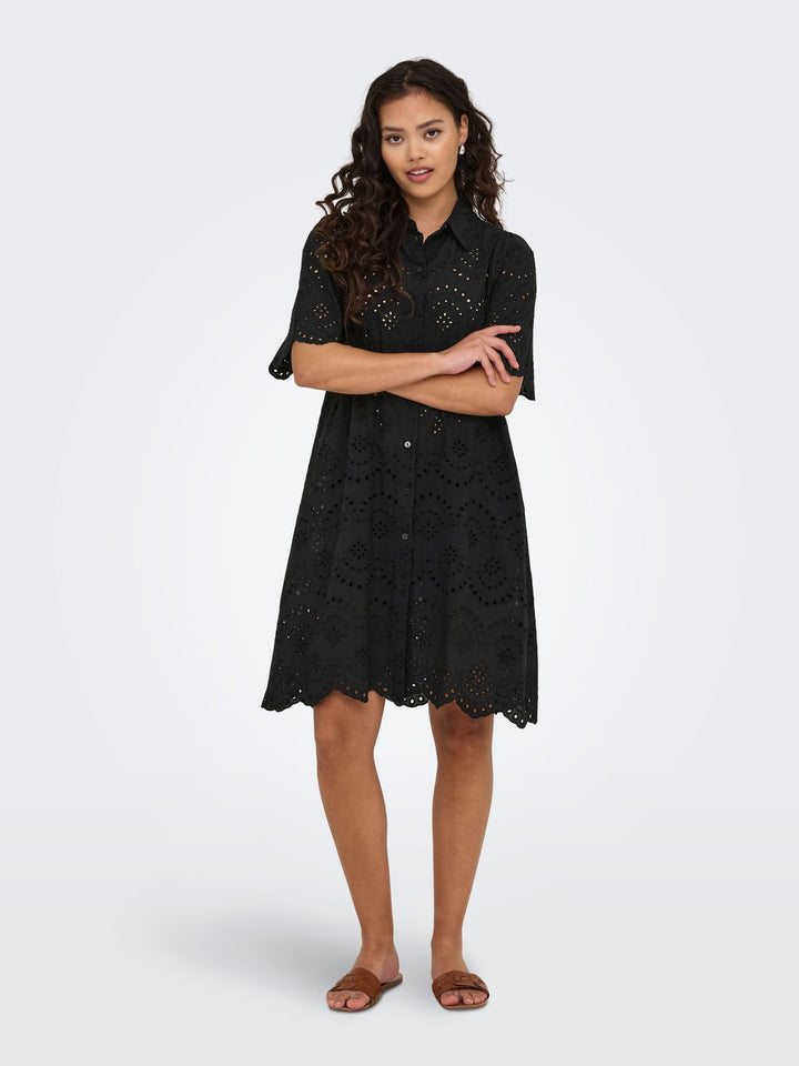 ONLVALAIS S/S DRESS WVN NOOS BLACK