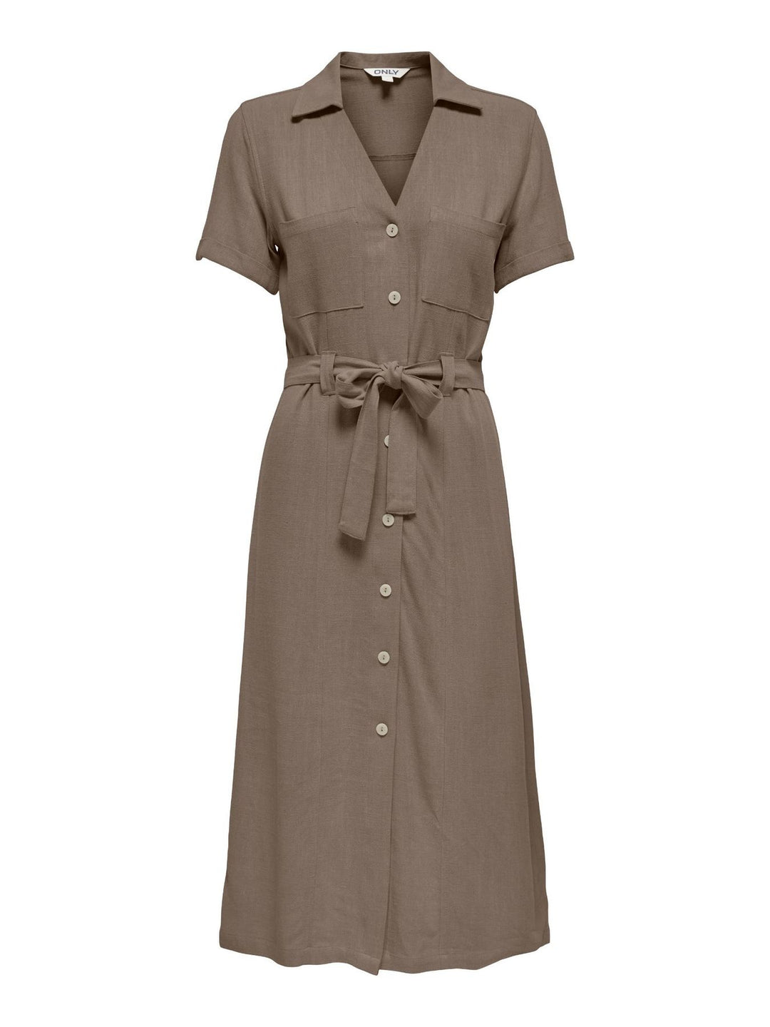 ONLSIESTA SS LIN BL SHIRT DRESS PNT Walnut