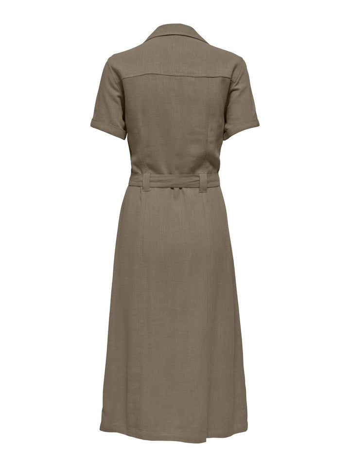 ONLSIESTA SS LIN BL SHIRT DRESS PNT Walnut