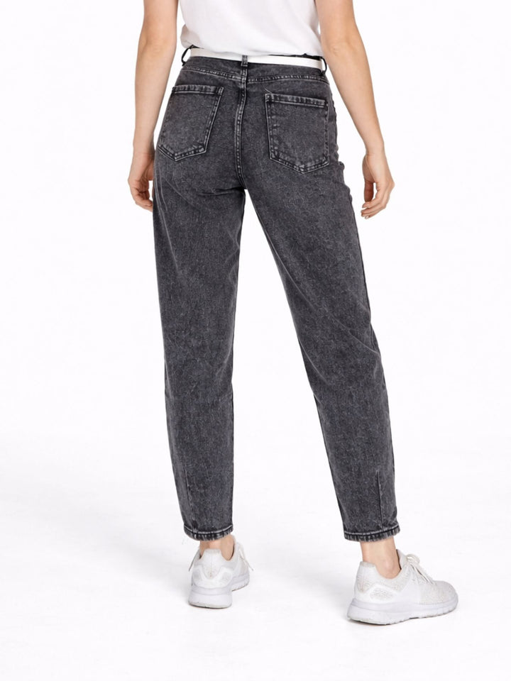 5f Jeans Damen Karotte Acid-Wash