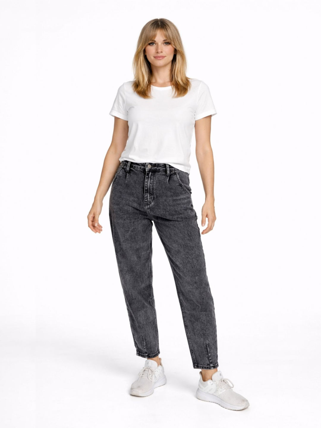 5f Jeans Damen Karotte Acid-Wash