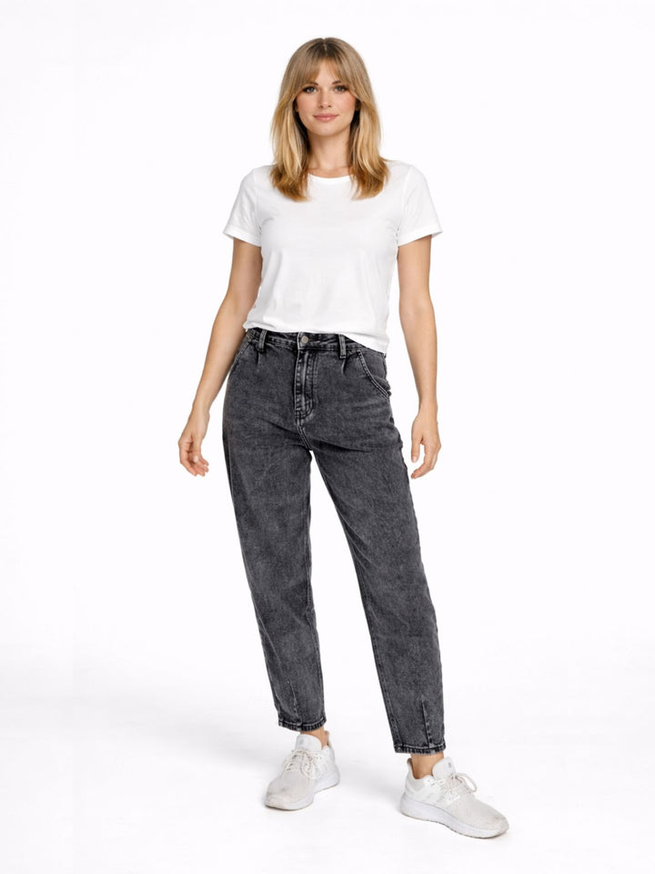 5f Jeans Damen Karotte Acid-Wash