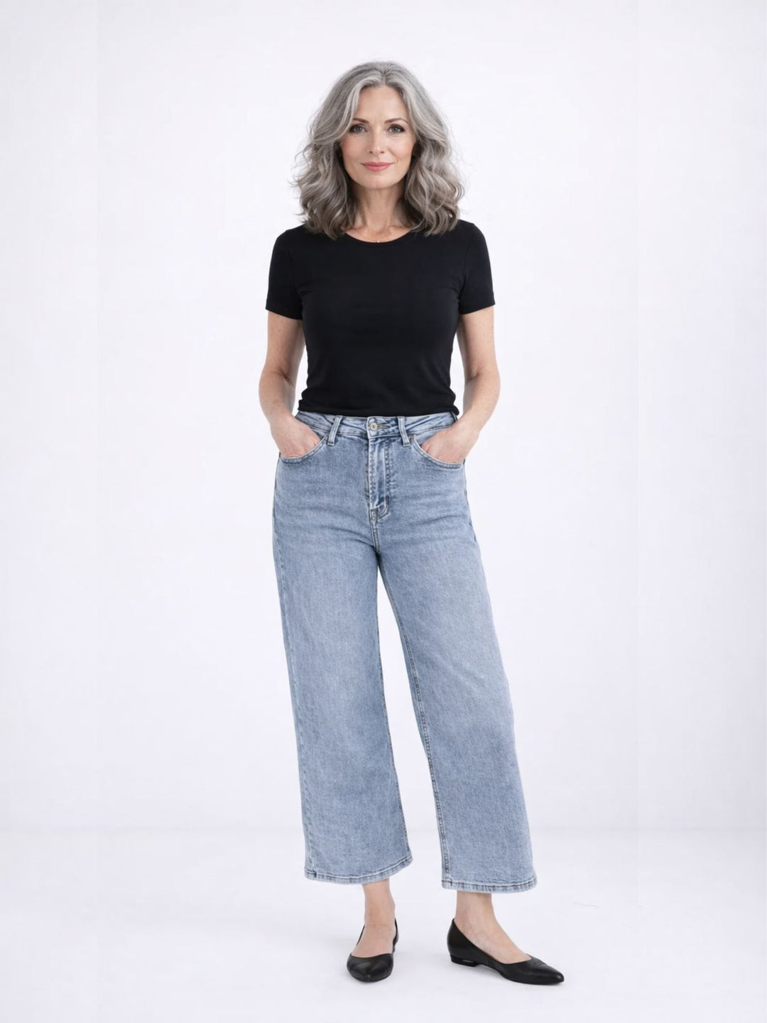 Jeans 7/8 Damen weites Bein