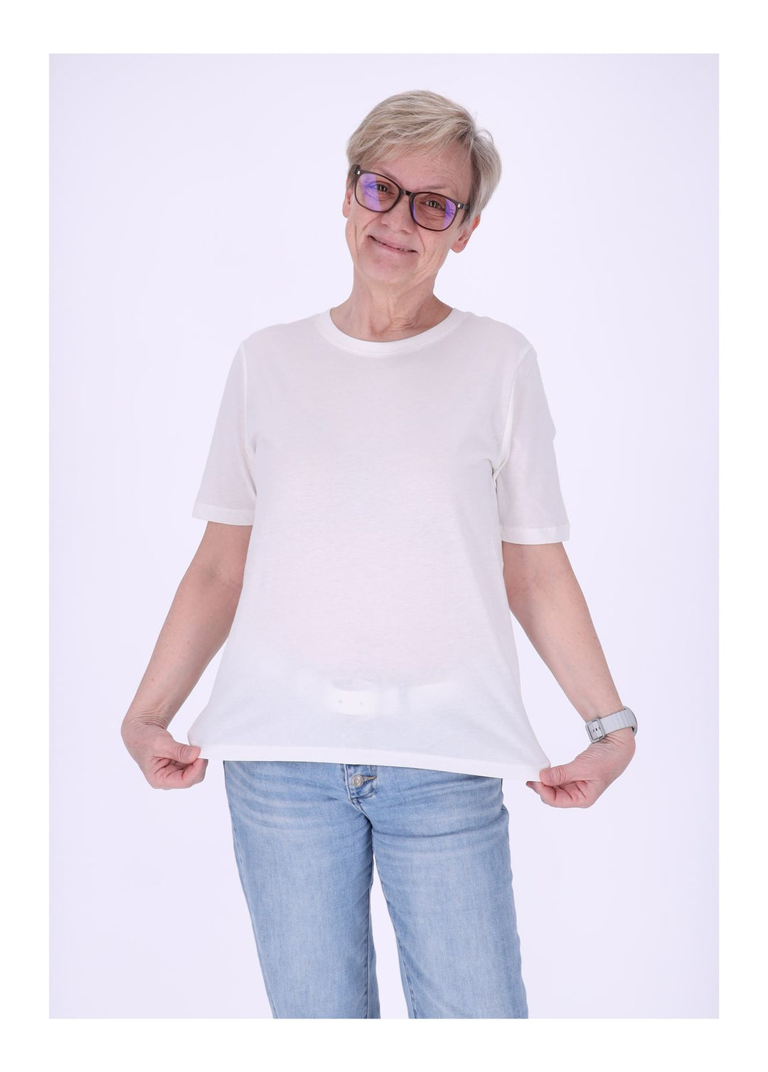 ONLHAPPY S/S O-NECK TEE PR JRS cloud dancer