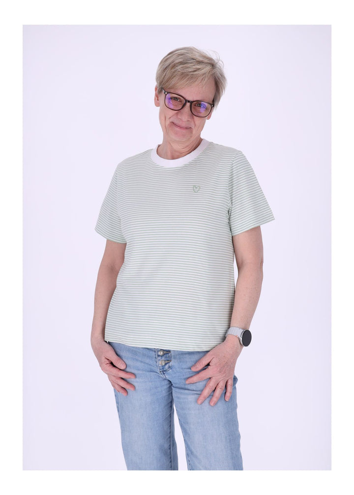 TARA M Damen T-Shirt Streifen Herz