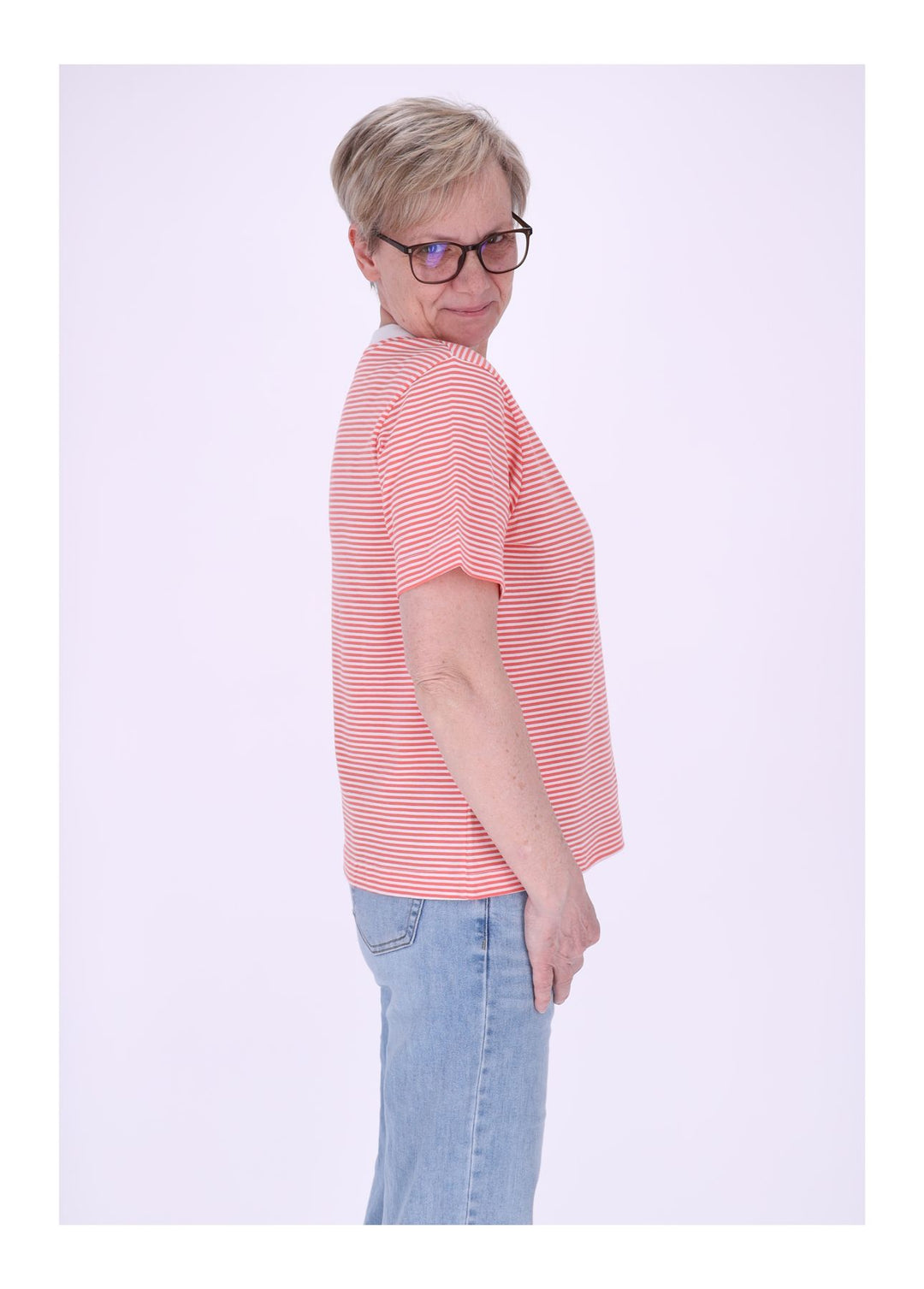 TARA M Damen T-Shirt Streifen Herz
