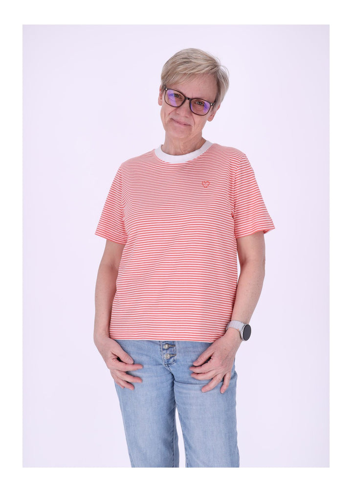 TARA M Damen T-Shirt Streifen Herz