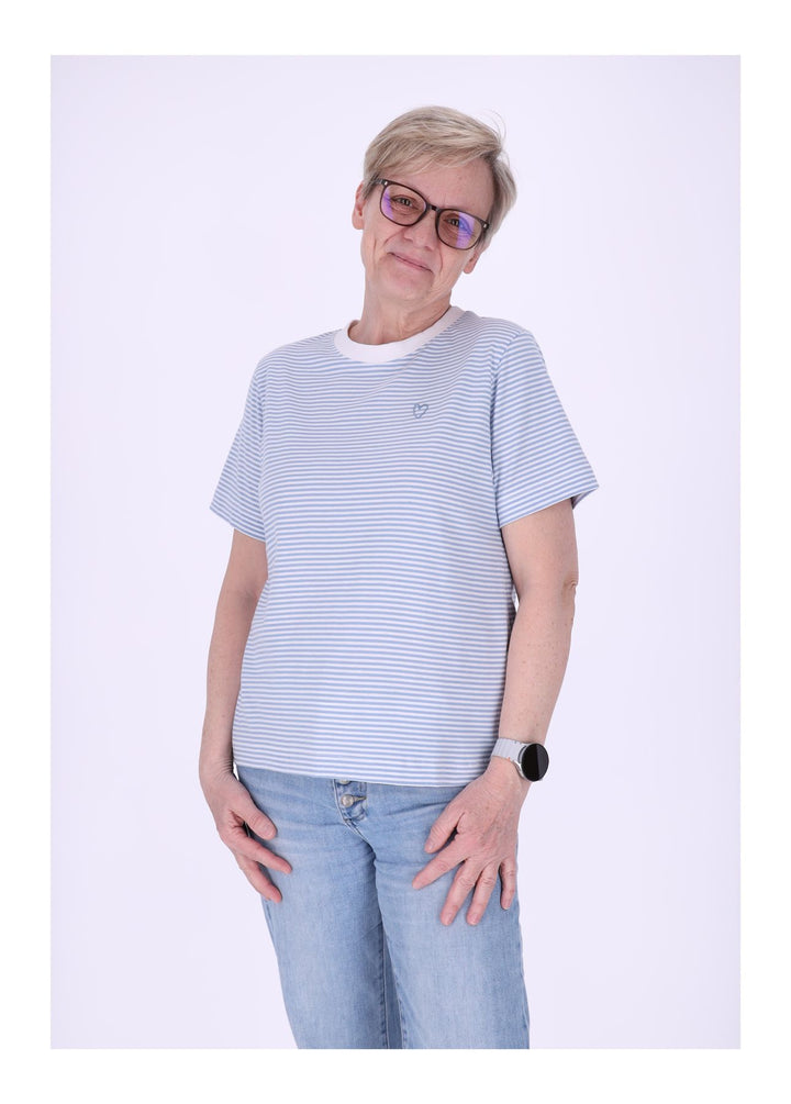 TARA M Damen T-Shirt Streifen Herz