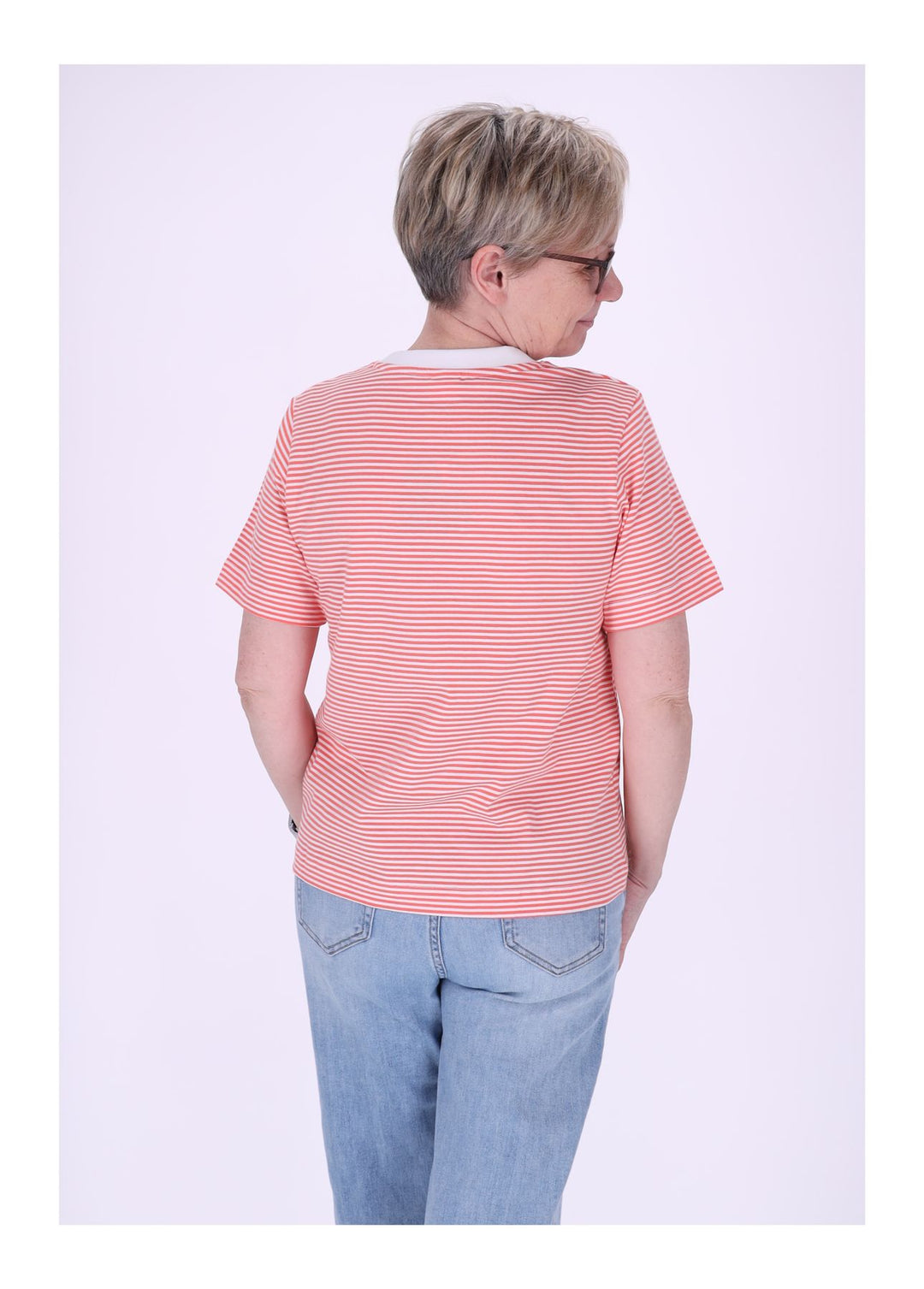 TARA M Damen T-Shirt Streifen Herz