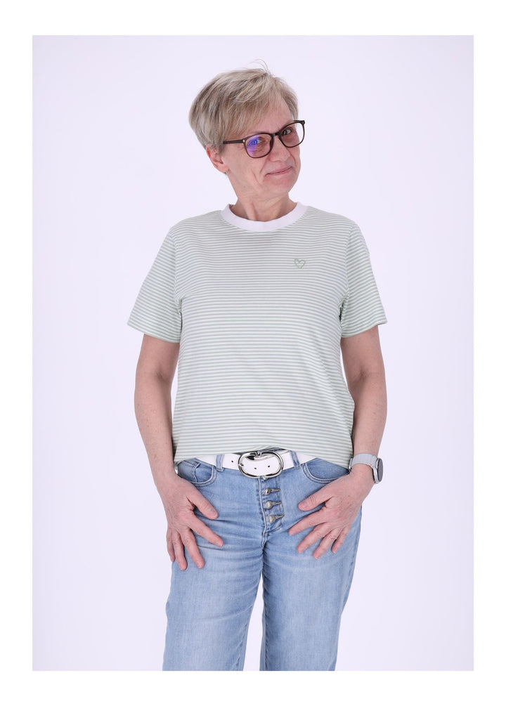 TARA M Damen T-Shirt Streifen Herz