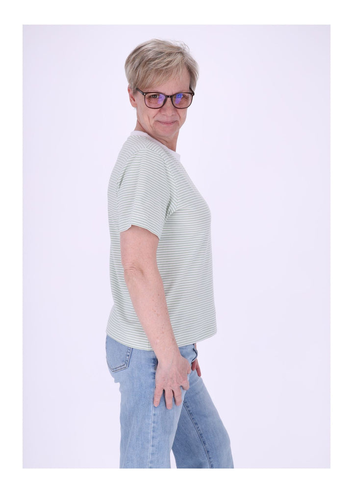 TARA M Damen T-Shirt Streifen Herz