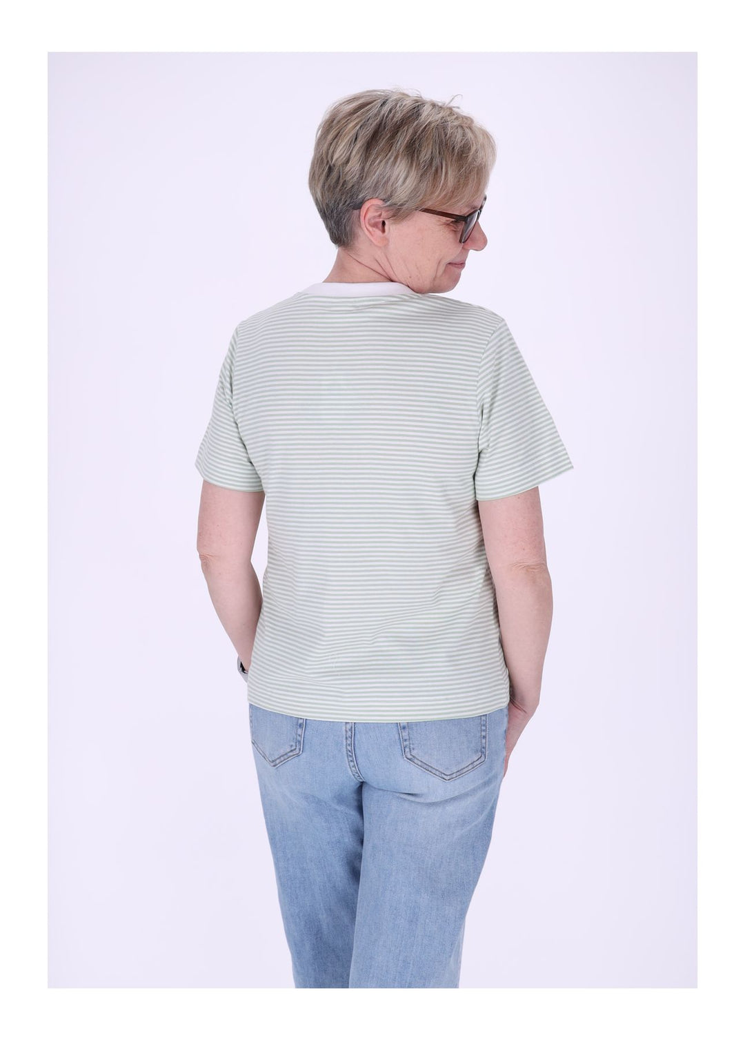 TARA M Damen T-Shirt Streifen Herz
