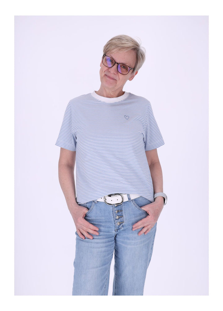 TARA M Damen T-Shirt Streifen Herz