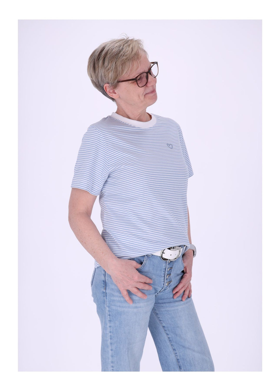 TARA M Damen T-Shirt Streifen Herz