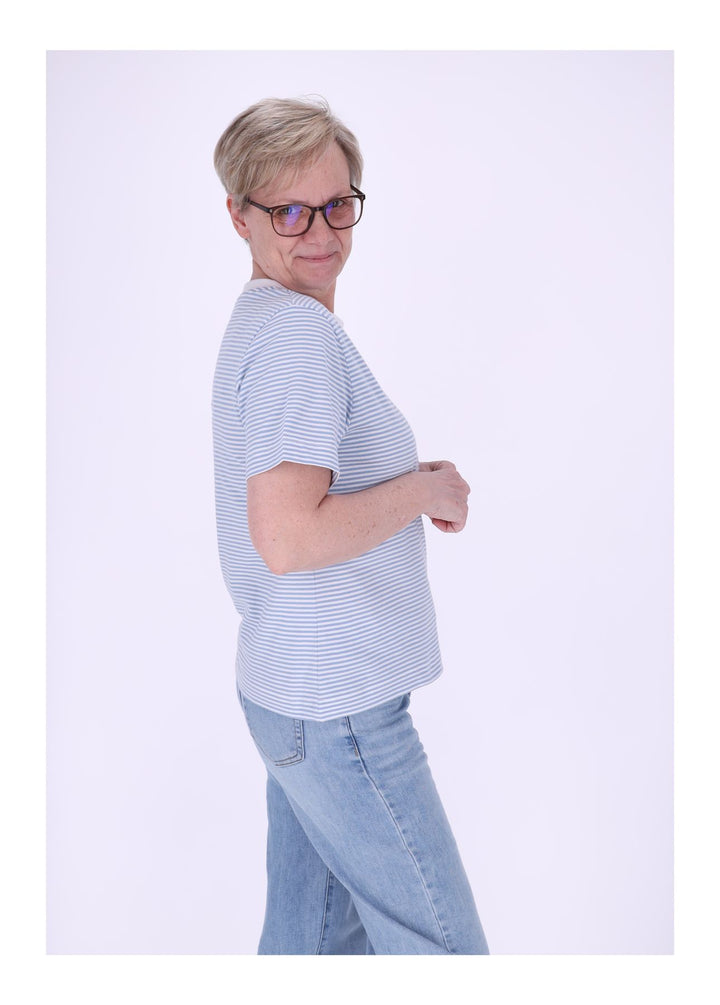 TARA M Damen T-Shirt Streifen Herz