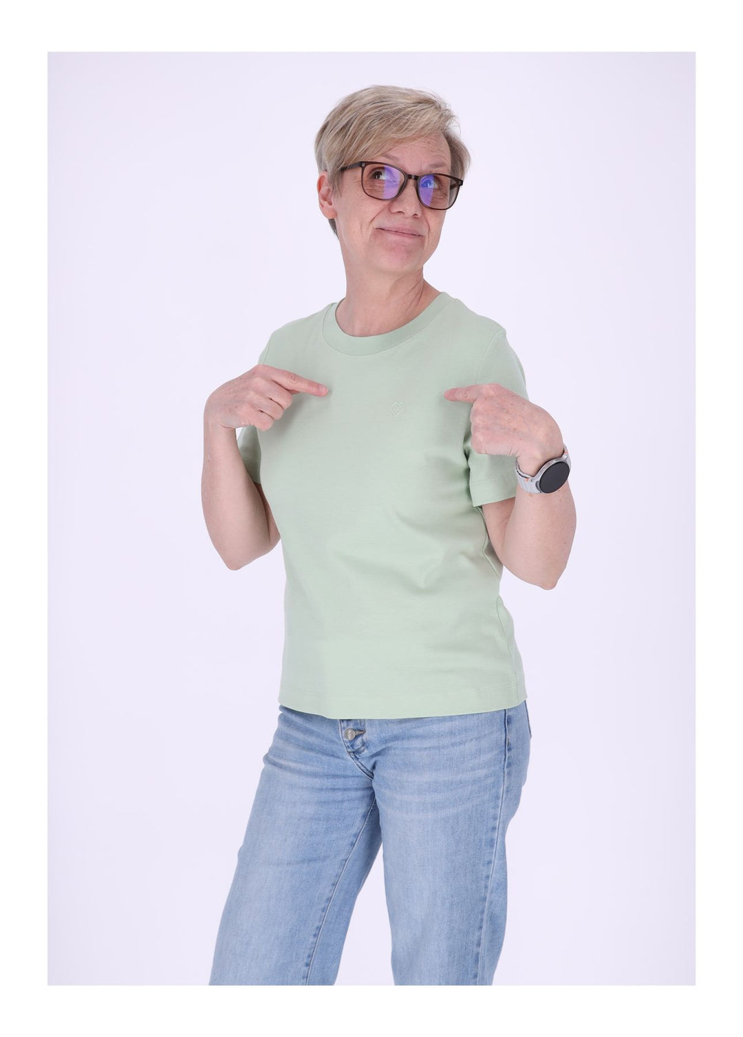 mjunik Damen T-Shirt Herzdruck