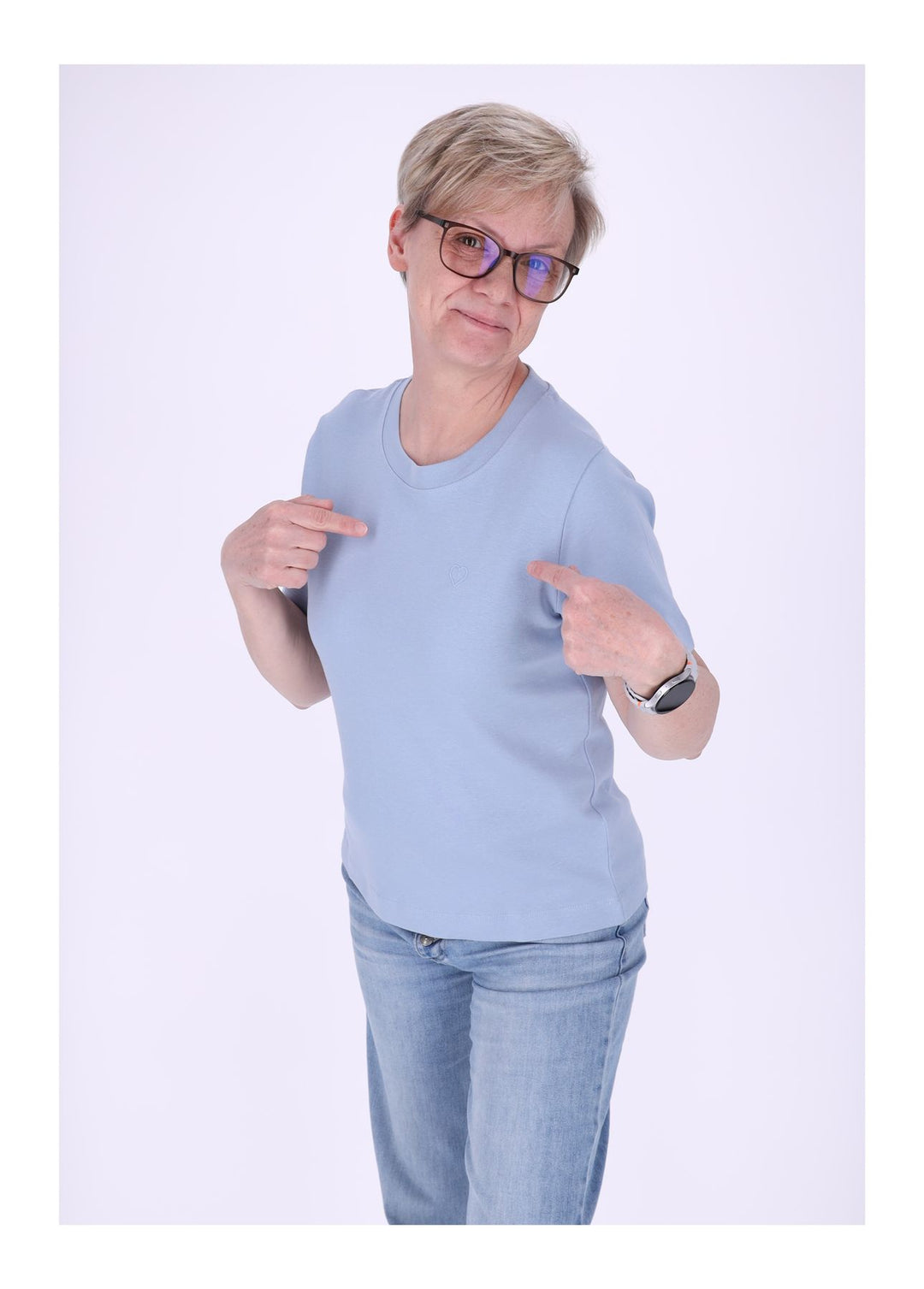 mjunik Damen T-Shirt Herzdruck