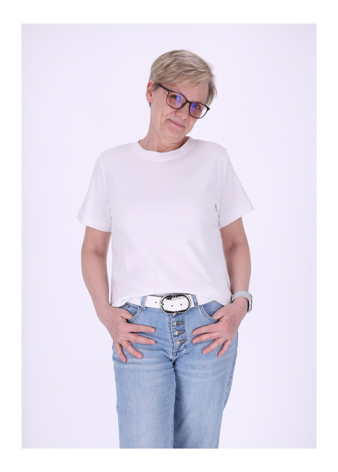 mjunik Damen T-Shirt Herzdruck