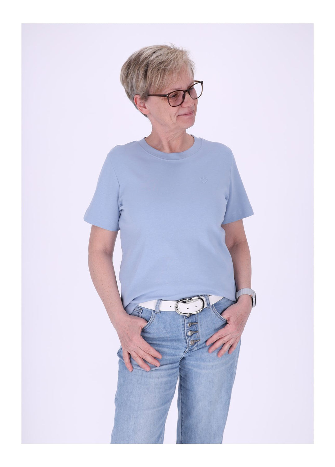 mjunik Damen T-Shirt Herzdruck