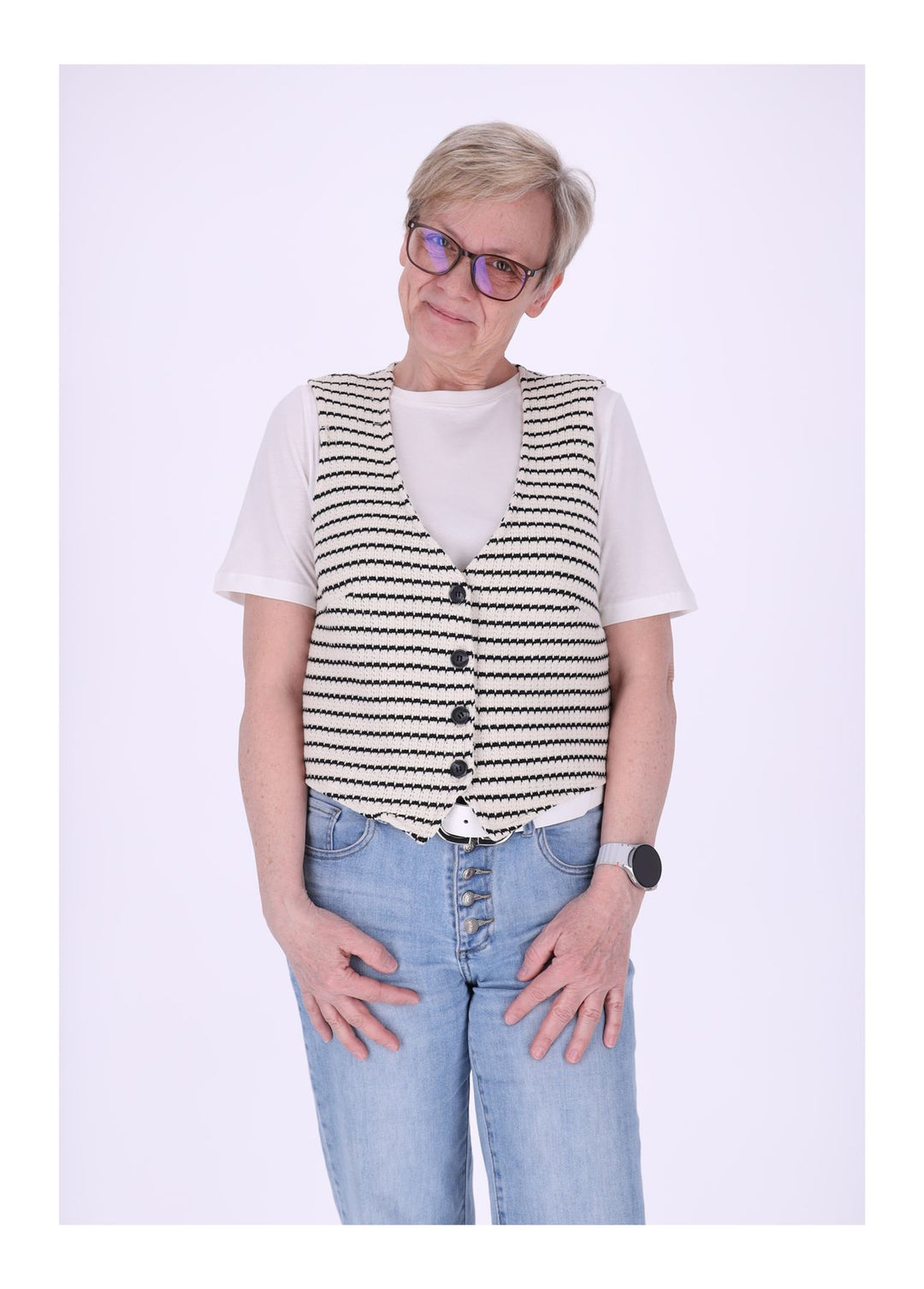 Weste Damen Gestrickt Streifen