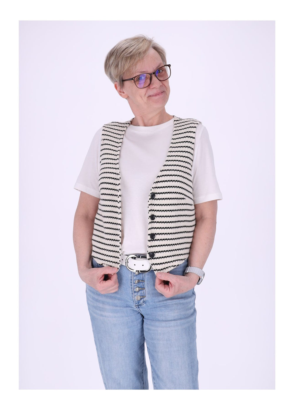 Weste Damen Gestrickt Streifen