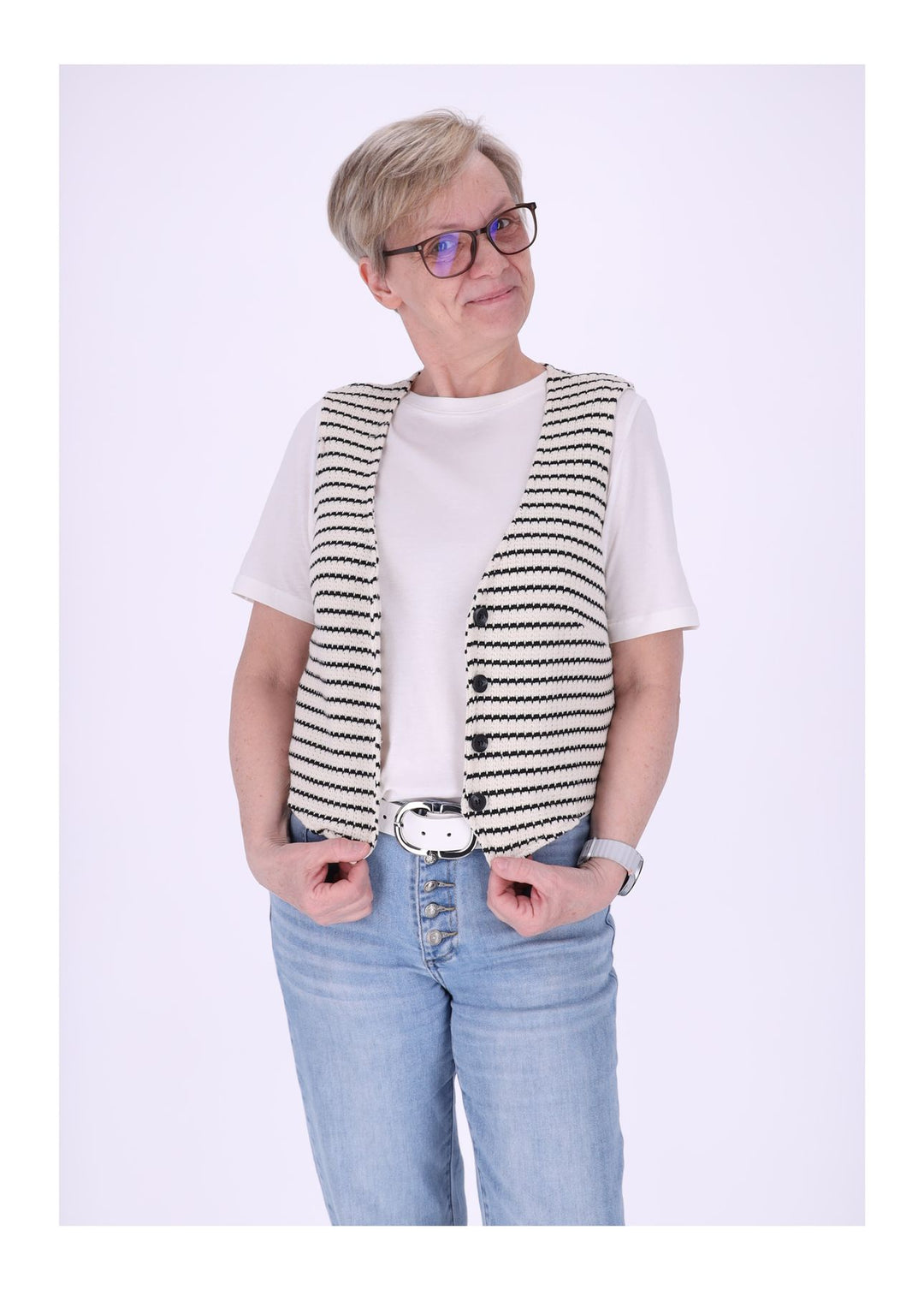 Weste Damen Gestrickt Streifen