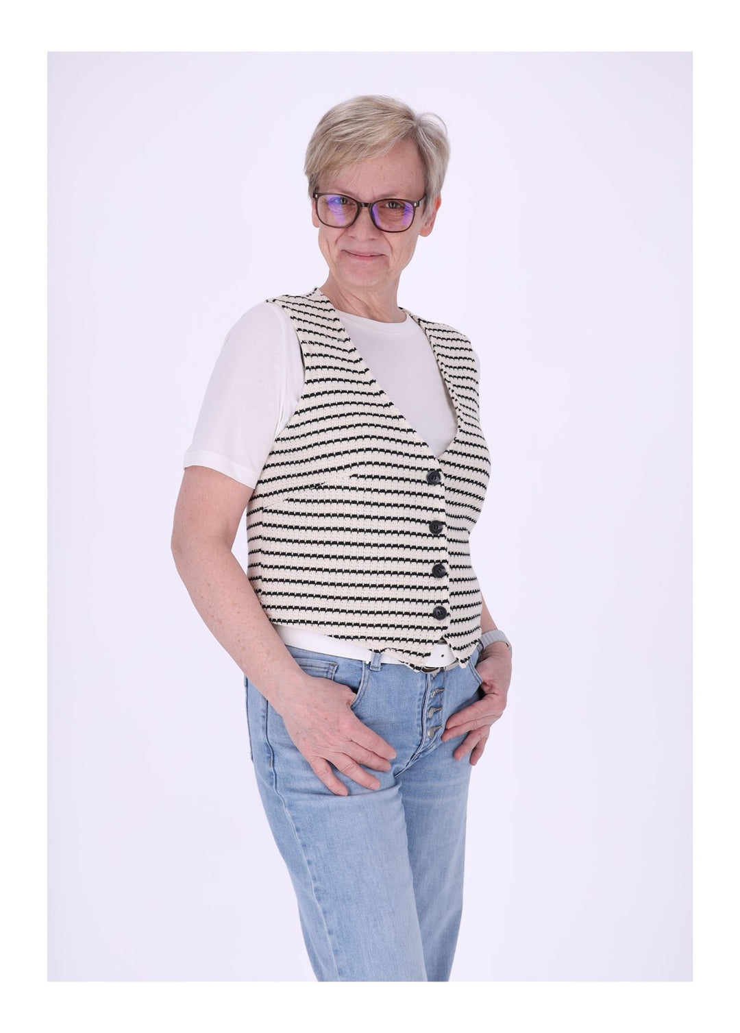 Weste Damen Gestrickt Streifen
