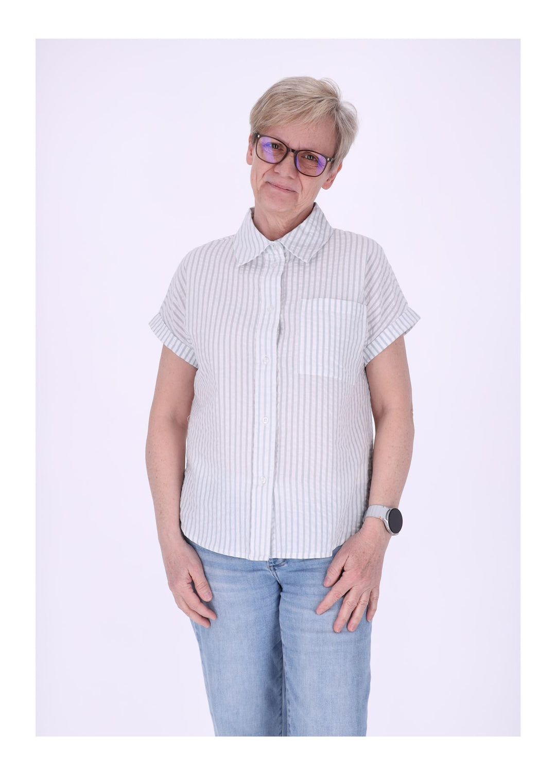 New View Damen Bluse Kurzarm Baumwolle